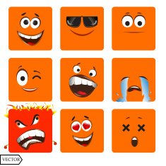Vector illustration set of cool glossy Single Emoticons on a N2
