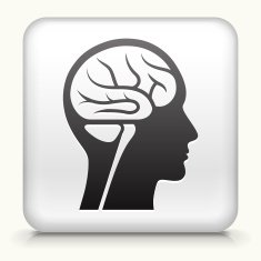 Square Button with Brain Scan