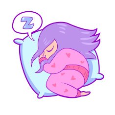 Little girl sleeping on a huge pillow