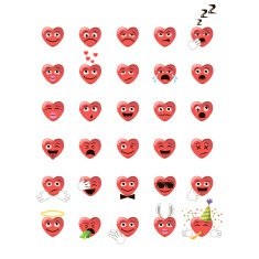 Valentine's set of heart emotions
