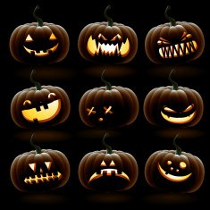 Jack O' Lantern in moonlight icon set
