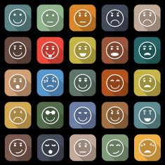 Circle face flat icons with long shadow