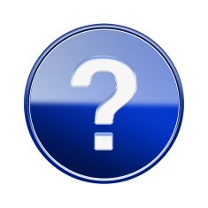 Help icon glossy blue isolated on white background