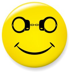 Smile pin with handcuffs glasses