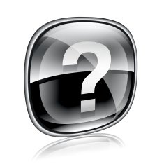 Help icon black glass isolated on white background
