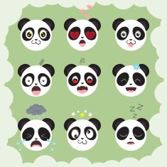 Collection of vector funny panda smilies
