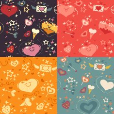 Four Valentines hearts patterns