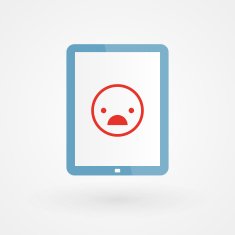 Tablet and unhappy smiley