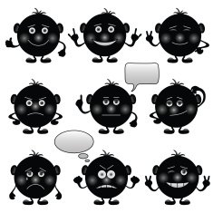 Smilies round set black