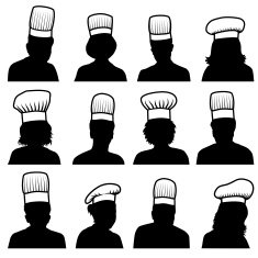Customized Faces Chef Concept black & white vector icon set N2