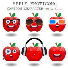 Apple emoticon cartoon character eps 10 vector N8