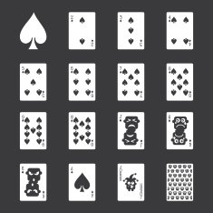 Spade Suit Playing Card Icons - White Series