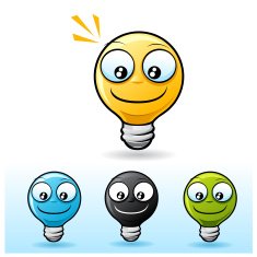 Light bulb character smile