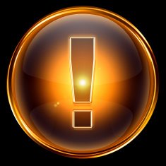 Exclamation symbol icon gold isolated on black background