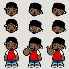 Yo! Cool Hip Hop Man Emoticon Making Hand Gestures N2