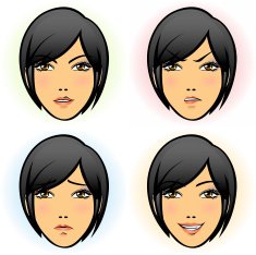 Girl in four Facial Expression (Asian) N2