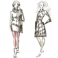 Fashion illustration winter style sketch