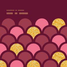 Gold glitter fish scale horizontal frame seamless pattern background