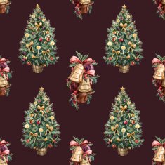 Watercolor Christmas tree pattern
