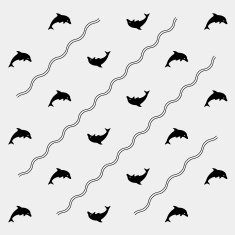 Geometric simple monochrome minimalistic vector marine pattern dolphins N5