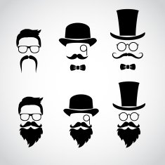 Retro gentleman icon set