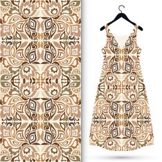 Fashion seamless geometric pattern women's dress on a hanger N2