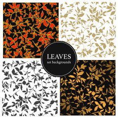 floral leaves decoration style isolated set backgrounds