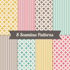 Set of Geometric Seamless Patterns with Stripes and Diamonds
