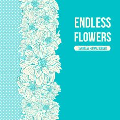Hand-drawn flowers of dahlia