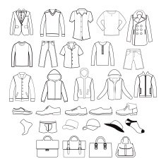 Set of men clothing garments and accessories icons