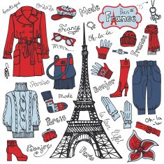 Paris style Fashion clothing set Colored tricolor Sketch N2