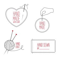 Tailor and handmade emblems set