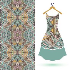 Fashion seamless geometric pattern women's dress on a hanger N3