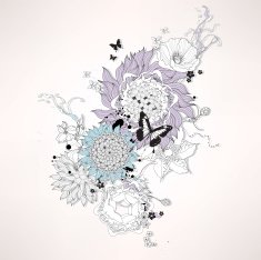 Vintage vector abstract flowers