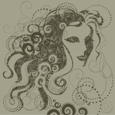 Vector grunge closeup portrait of a girl