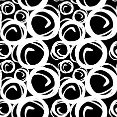 Vector black & white seamless pattern with round asymmetrical shapes