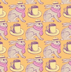 Sketch hare and cup in vintage style