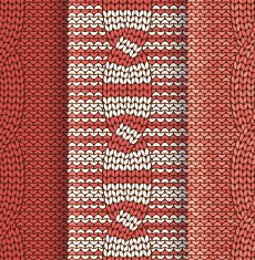 Cabled knitted pattern red and white