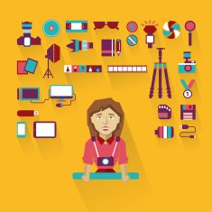 Profession of people Flat infographic Photographer