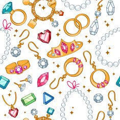 Jewelry items seamless light background