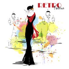 Fashion girl in sketch-style N16
