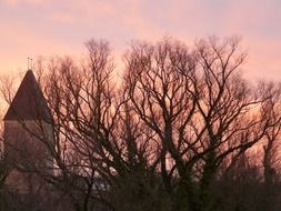 Pink afterglow sky