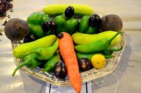 vegetables on a wicker plate