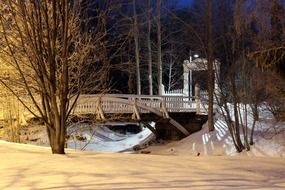 bridge in a beautiful park in Oulu in winter