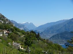 panorama of the city on a hill on the shores of Lake Garda in Italy