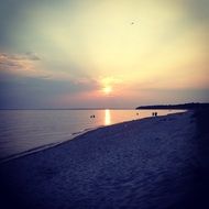 Beautiful sunset on the beach in summer