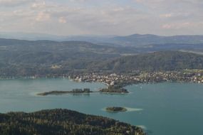 Beautiful landscape with the island in the lake