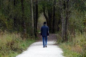 man walk in the forest