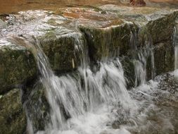 mini waterfall on the rocks