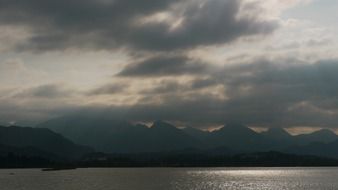 rainy clouds over the lake